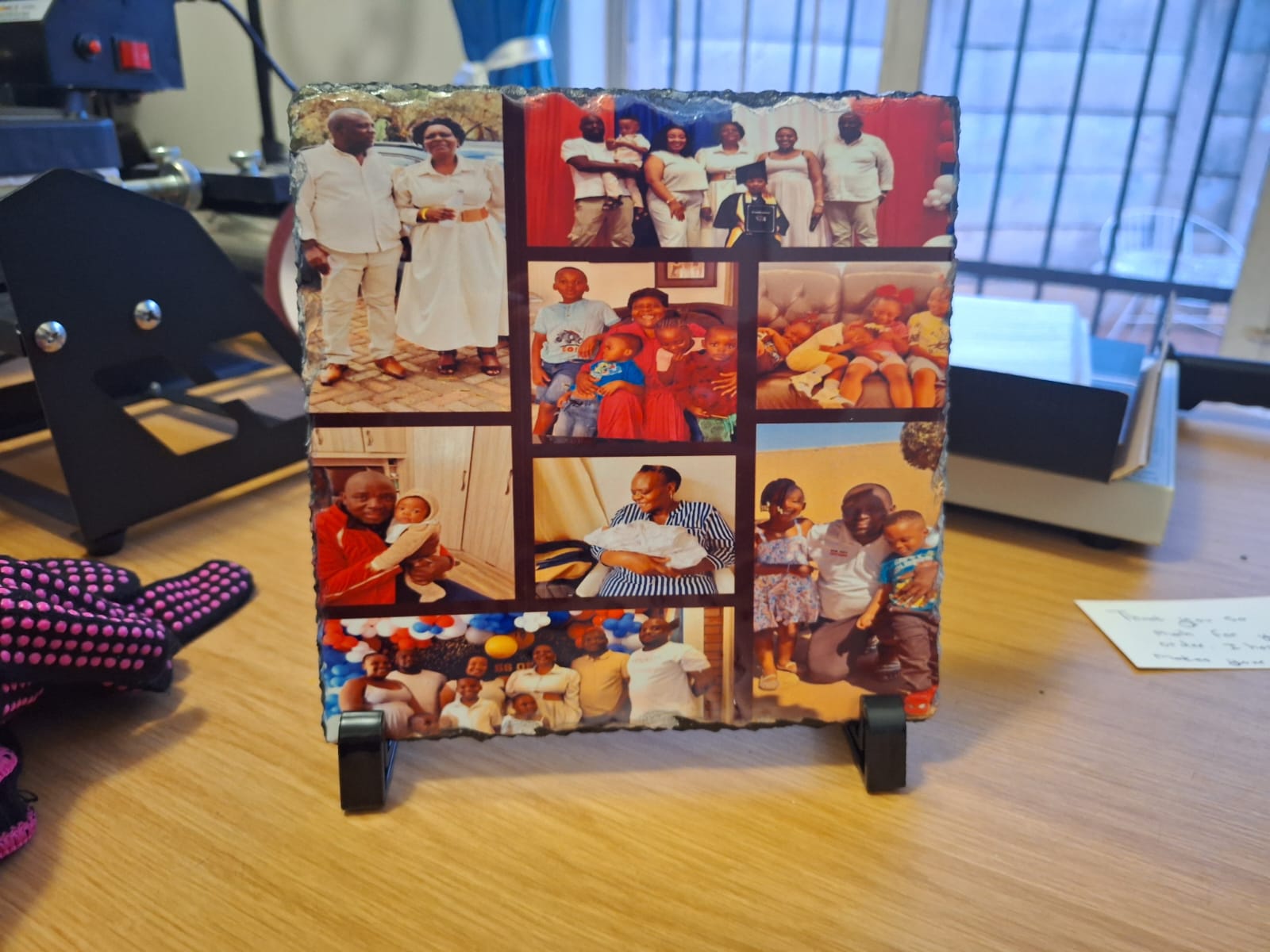 Custom Photo Rock Slate 20x20 cm – Personalized Natural Stone Frame by Daisy's Printing