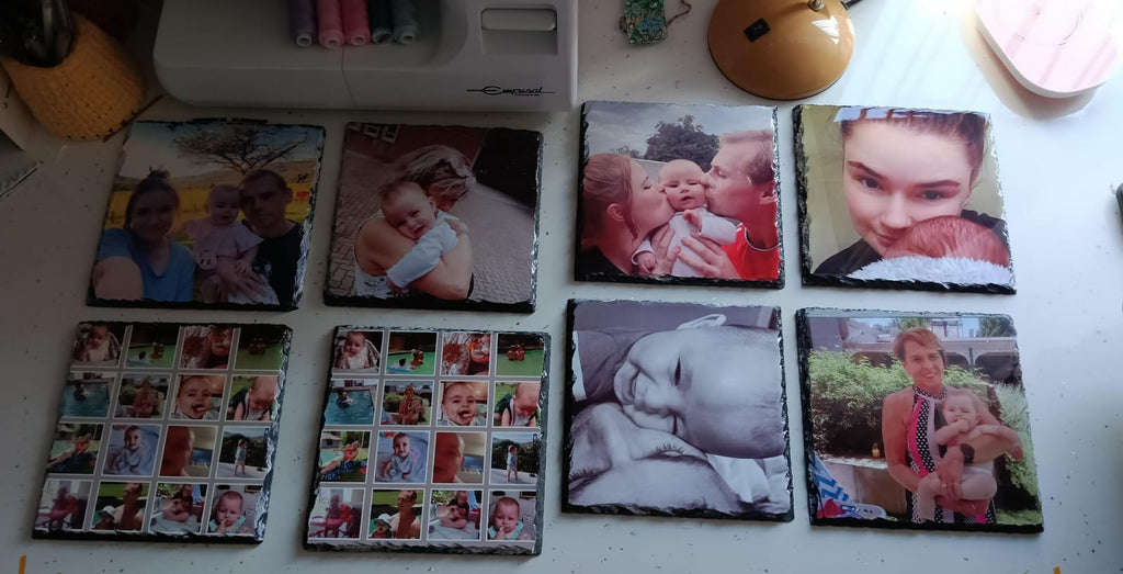 Custom Photo Rock Slate 20x20 cm – Personalized Natural Stone Frame by Daisy's Printing