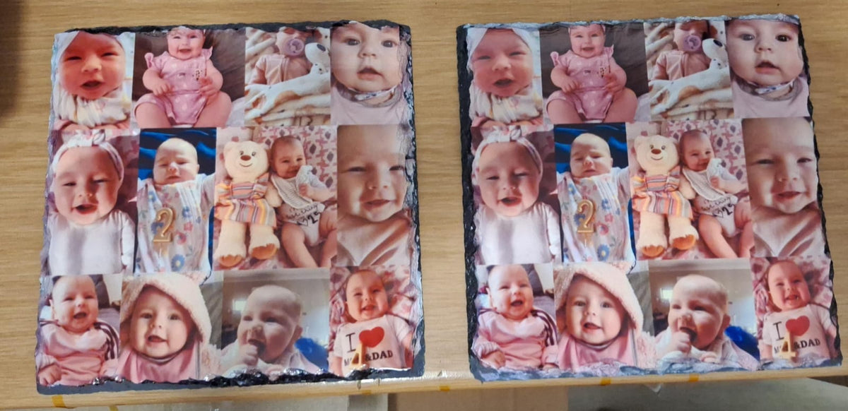 Custom Photo Rock Slate 20x20 cm – Personalized Natural Stone Frame by Daisy's Printing