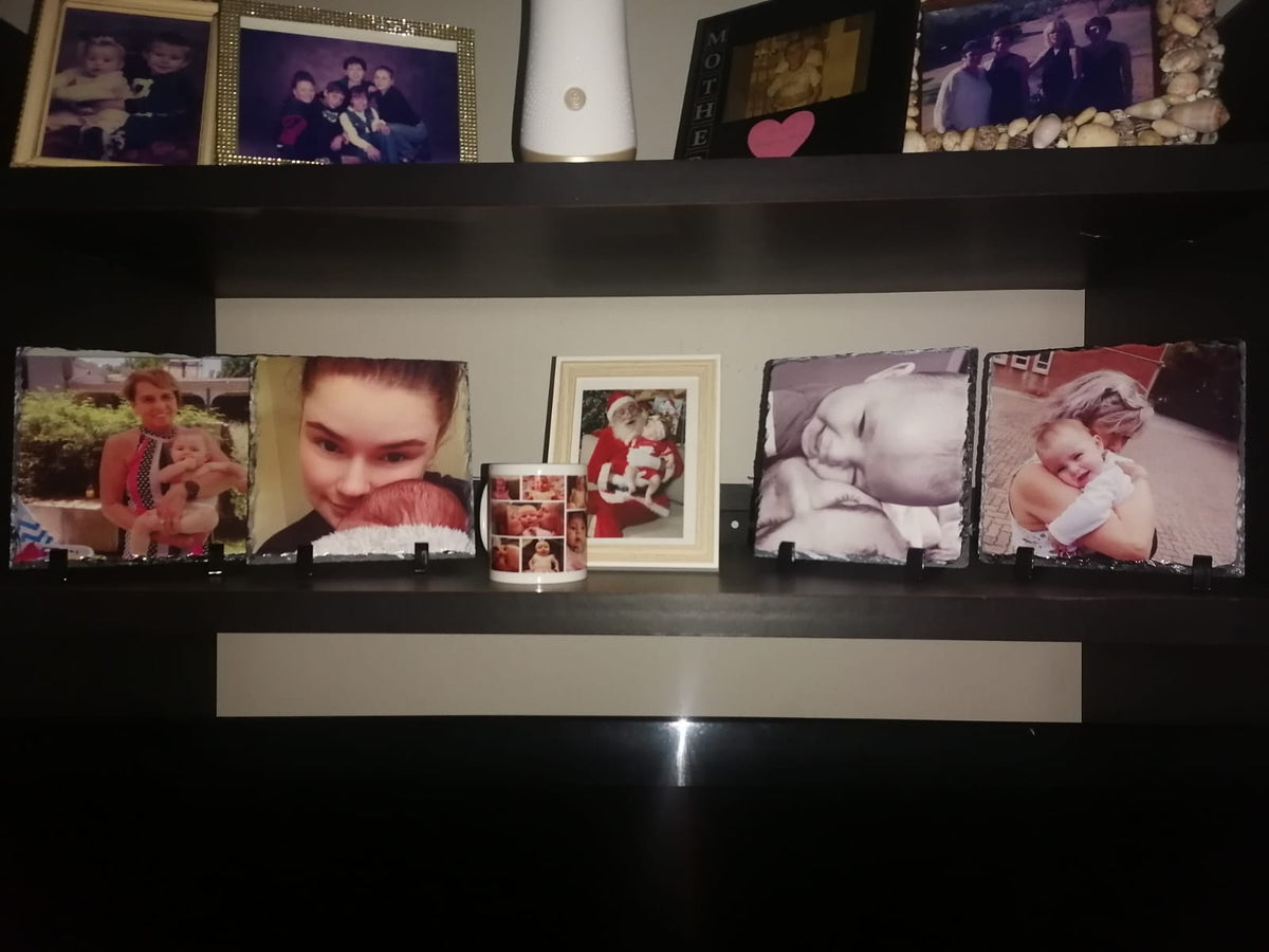 Custom Photo Rock Slate 20x20 cm – Personalized Natural Stone Frame by Daisy's Printing
