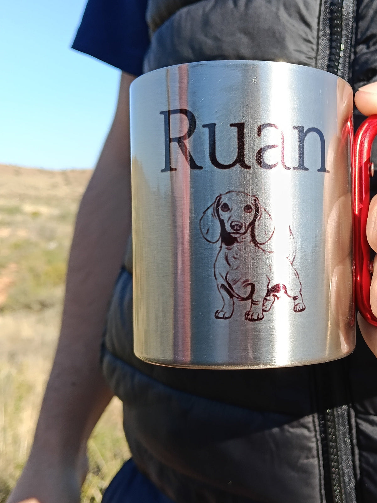 Personalised Stainless Steel Carabiner Mug – Custom Outdoor Adventure Cup by Daisy's Printing